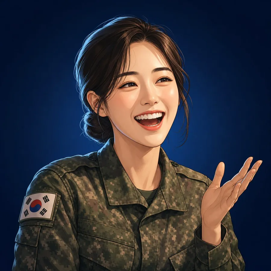 사교형(I) 성향을 표현한 군인 일러스트